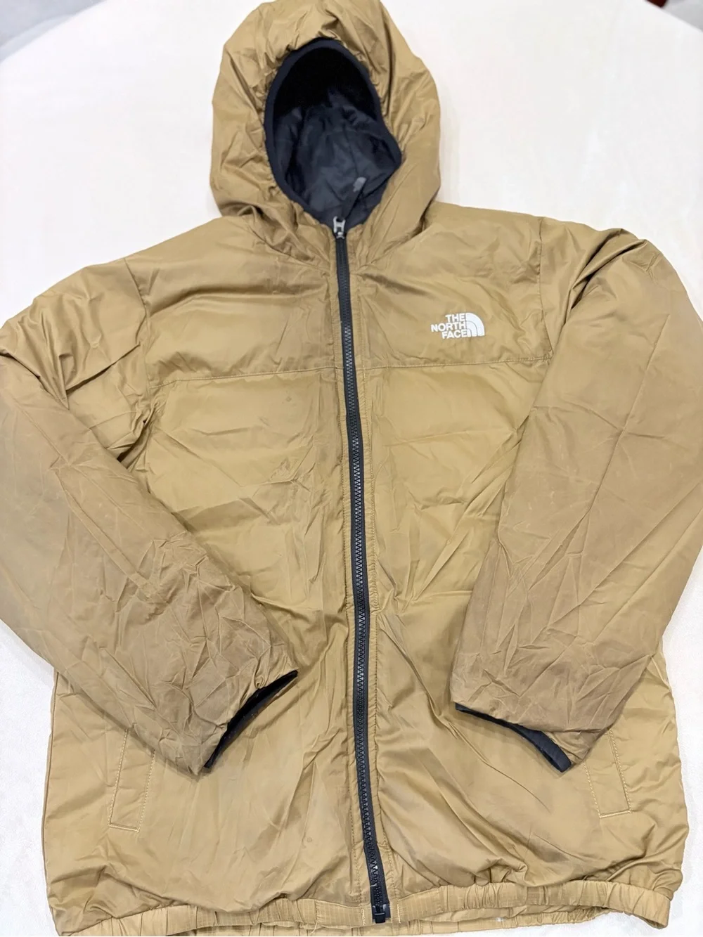 The North Face Men’s Hooded Puffer Jacket - Black & Tan Reversible